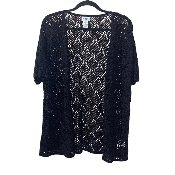 Liz Baker Tops - Liz Baker Black Crochet Open-Front Cardigan Size 2X